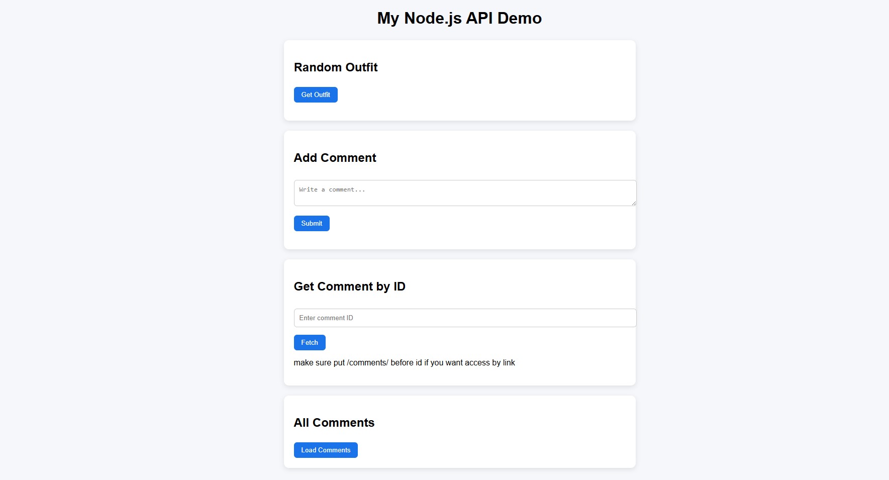 Outfit & Comment API